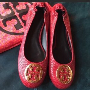 Never worn Tory Burch flats! Gorgeous red!